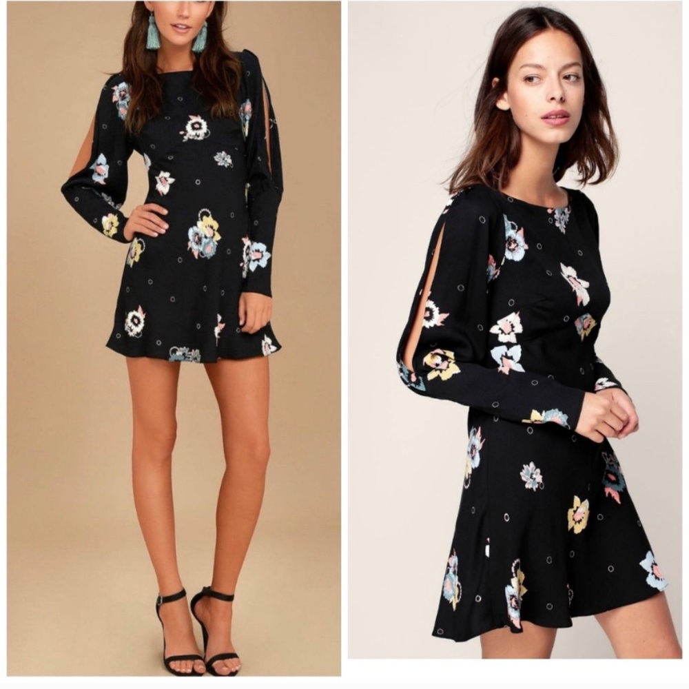 Free People Sunshadows Spilt-sleeve Mini Dress